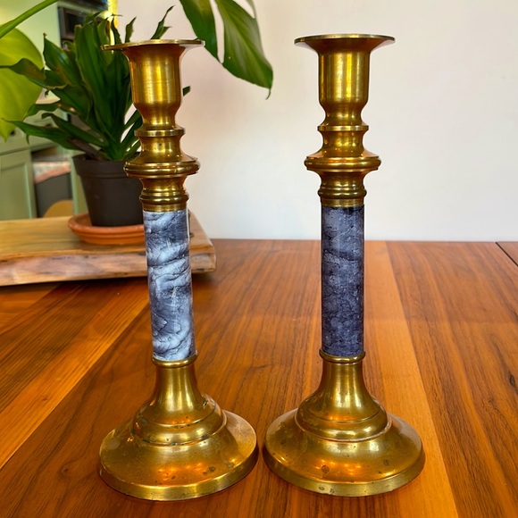 ***SOLD***Vintage Pair Brass Candleholders - Picture 1 of 11